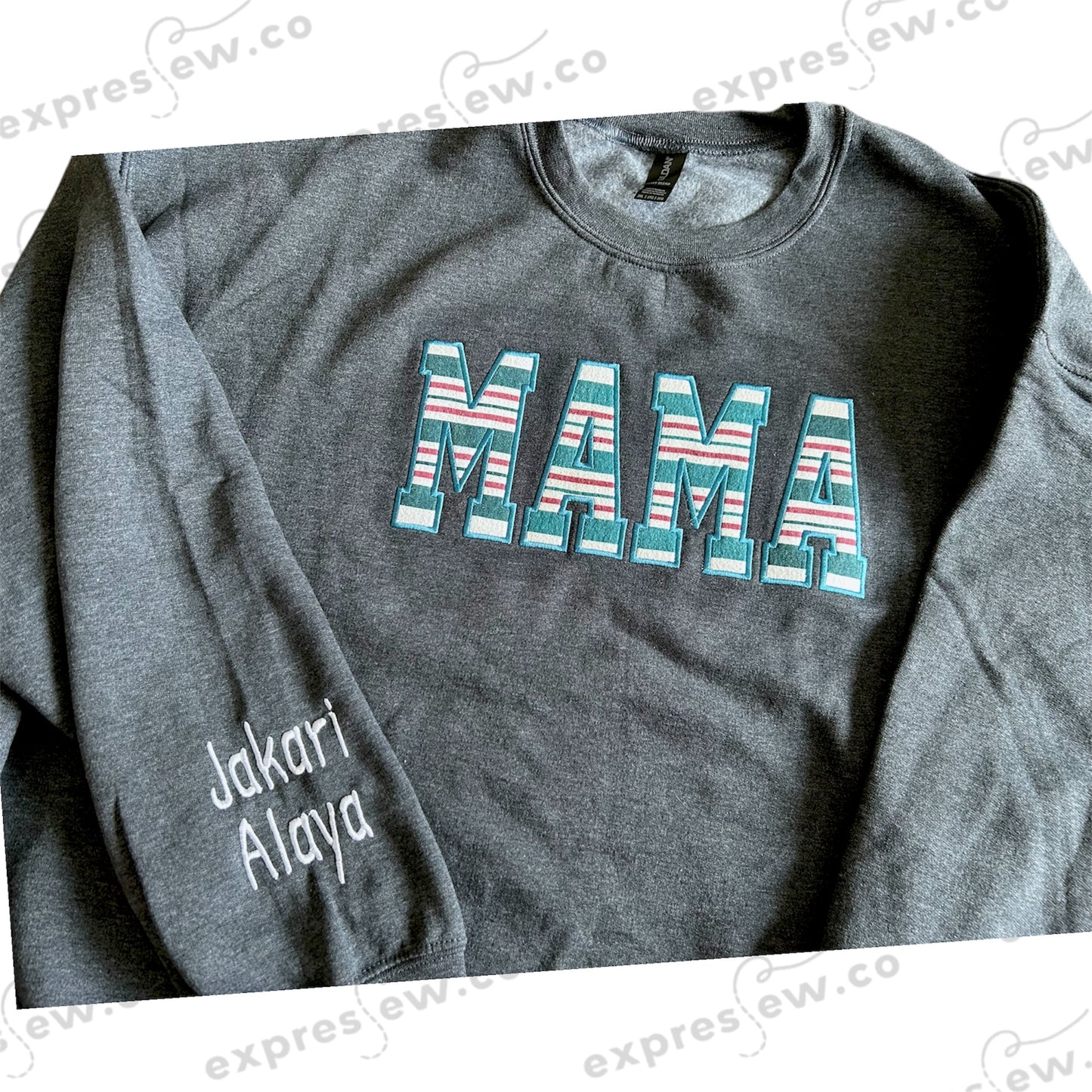 Keepsake sweatshirt name mom mommy mama dad daddy aunt auntie nana Nani Mimi Gigi mema memaw embroidered embroidery baby outfit onesie sleeper hospital blanket