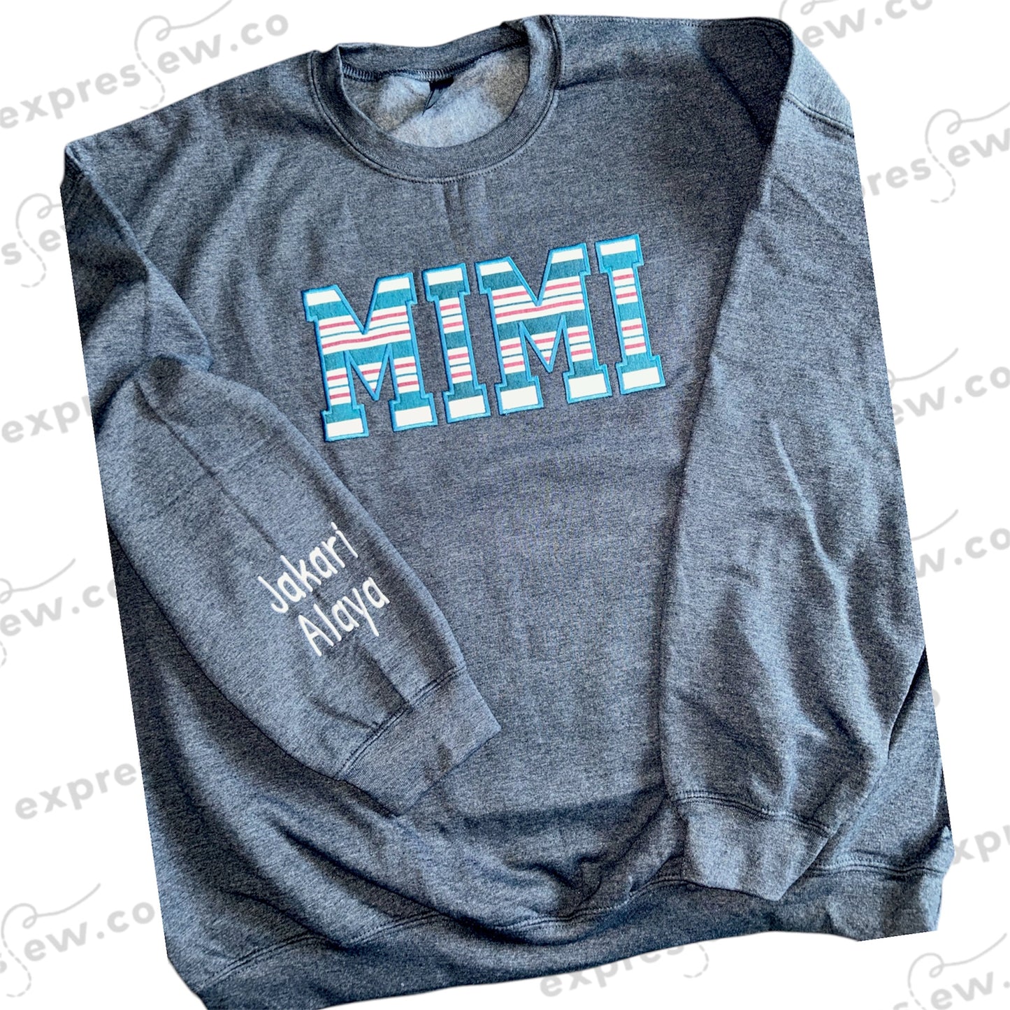 Keepsake sweatshirt name mom mommy mama dad daddy aunt auntie nana Nani Mimi Gigi mema memaw embroidered embroidery baby outfit onesie sleeper hospital blanket