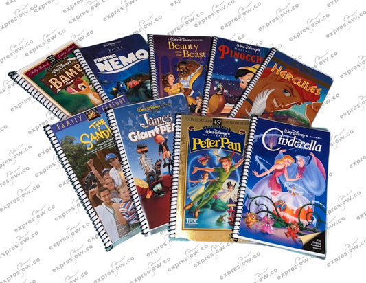 Custom upcycled VHS or DVD cover notebook journal nostalgic movie themed gift