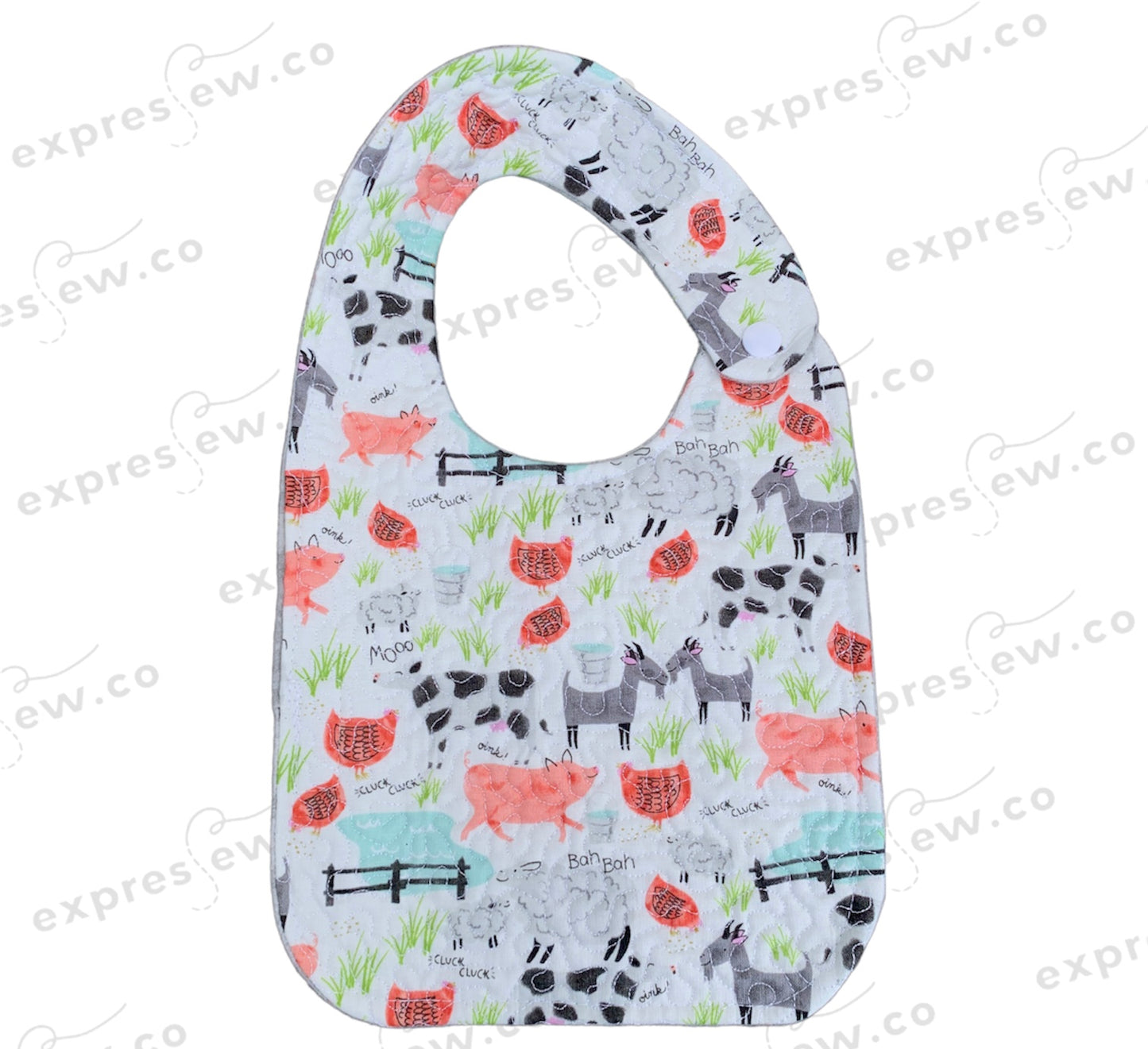 Quilted baby bib, personalization options available