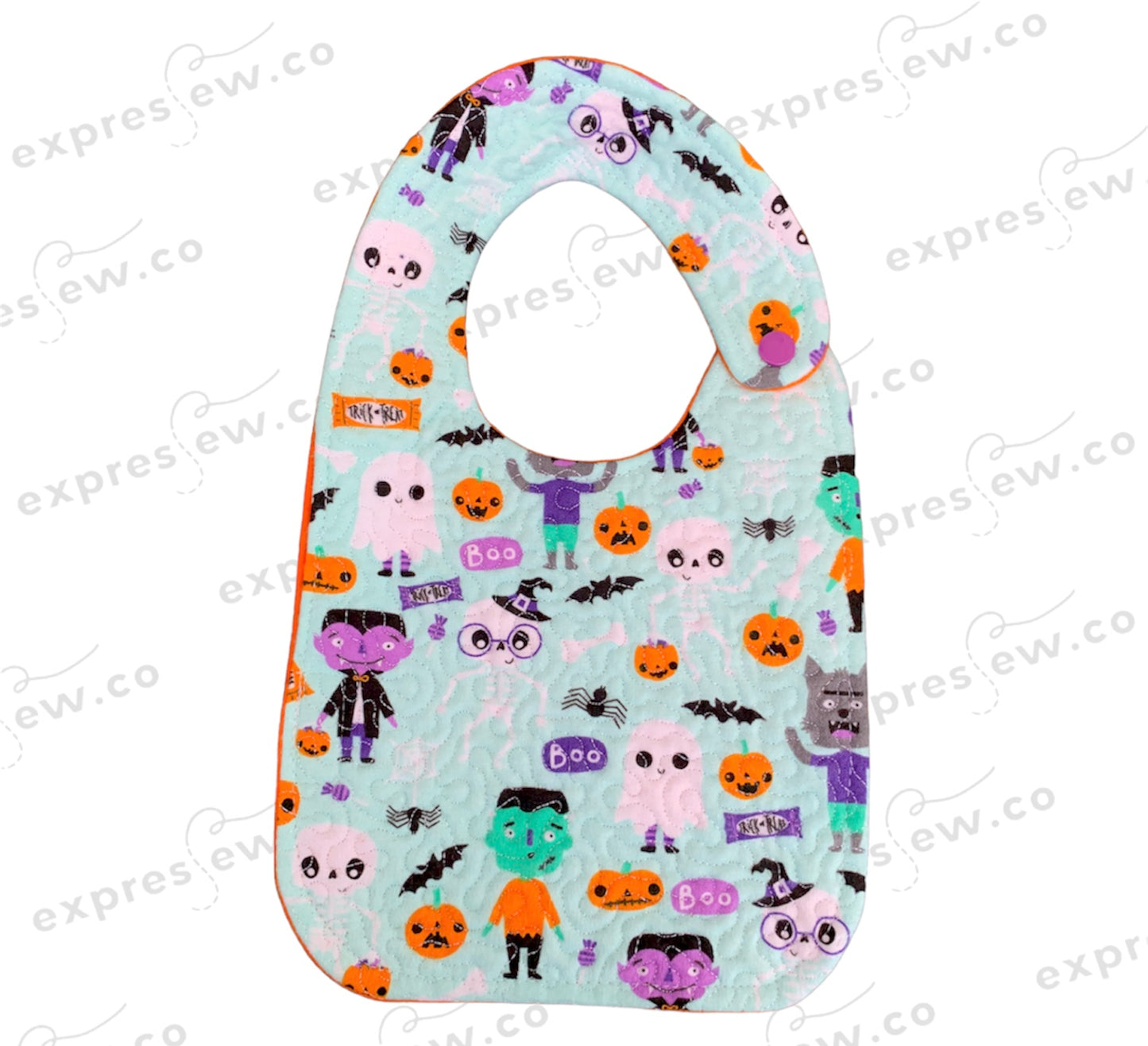Quilted baby bib, personalization options available