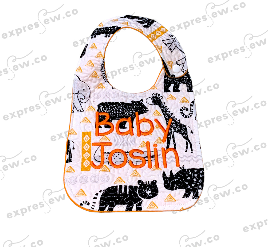 Quilted baby bib, personalization options available