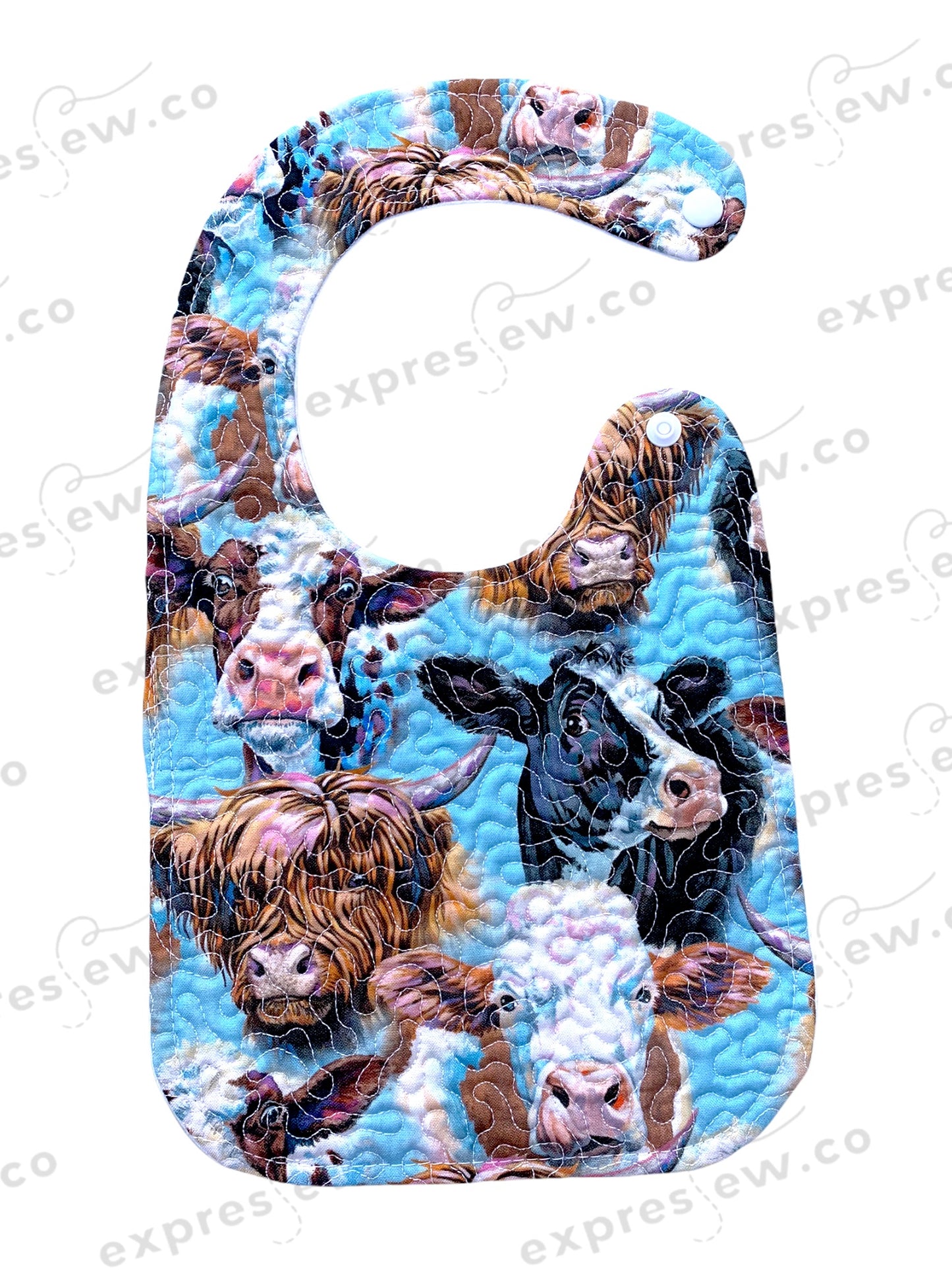 Quilted baby bib, personalization options available