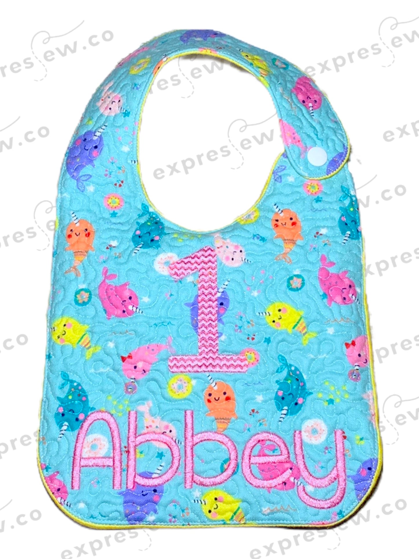 Quilted baby bib, personalization options available