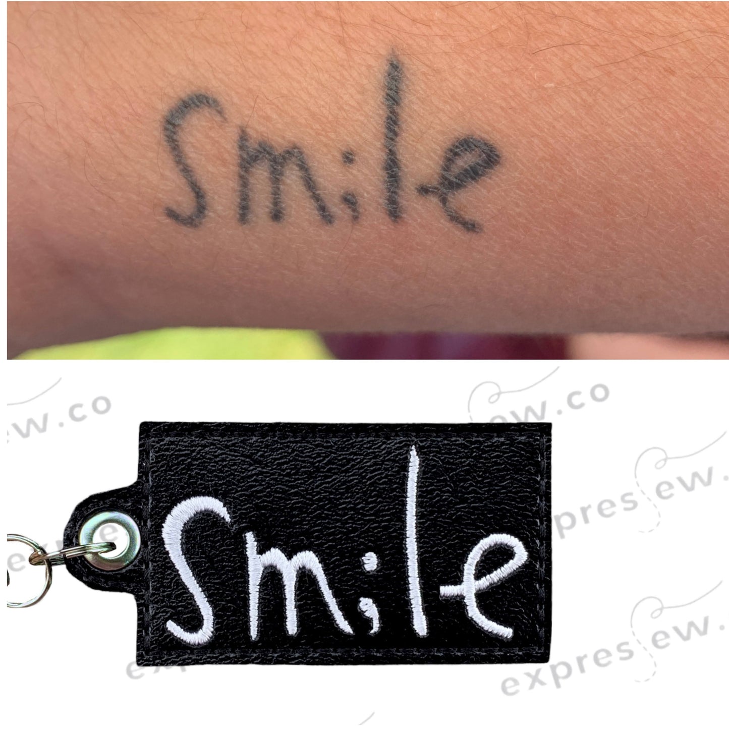 Embroidered Signature keychain custom handwriting loved one name