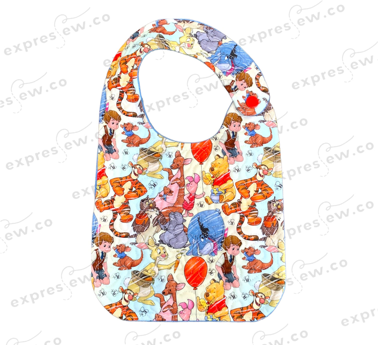 Quilted baby bib, personalization options available