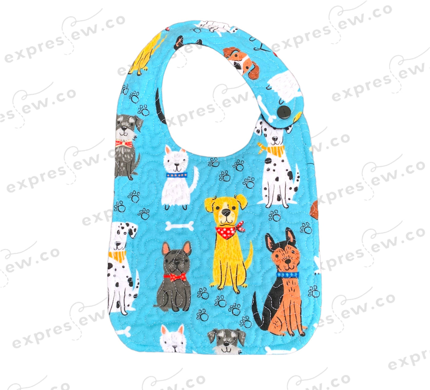 Quilted baby bib, personalization options available