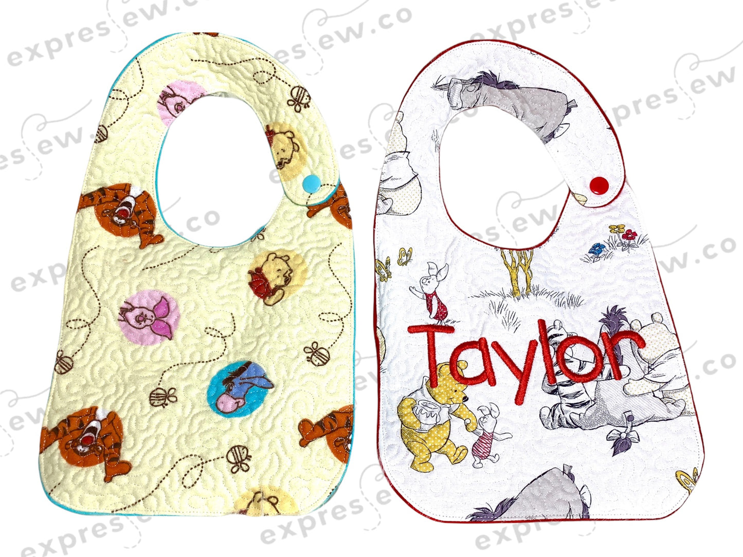 Quilted baby bib, personalization options available