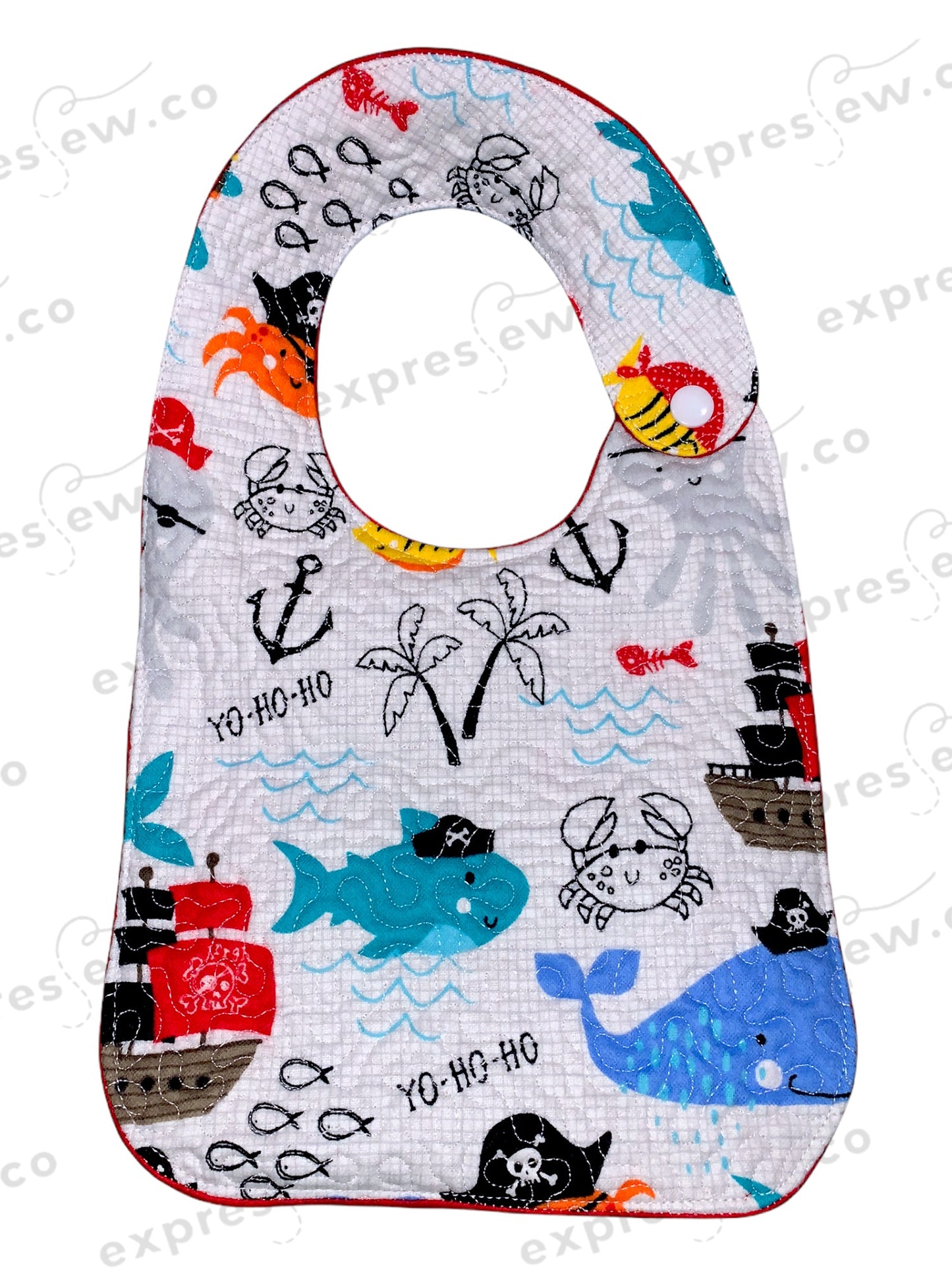 Quilted baby bib, personalization options available