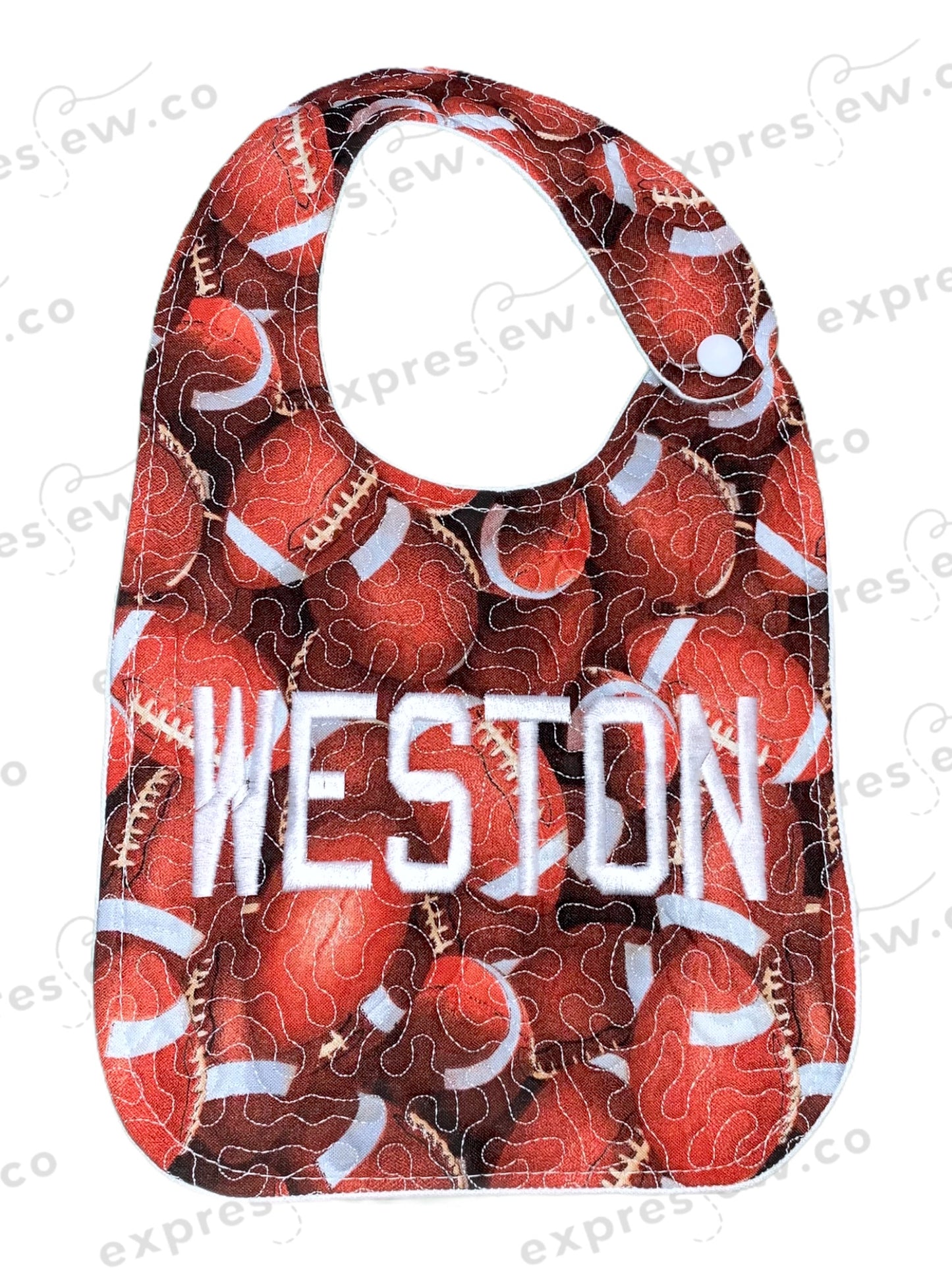 Quilted baby bib, personalization options available