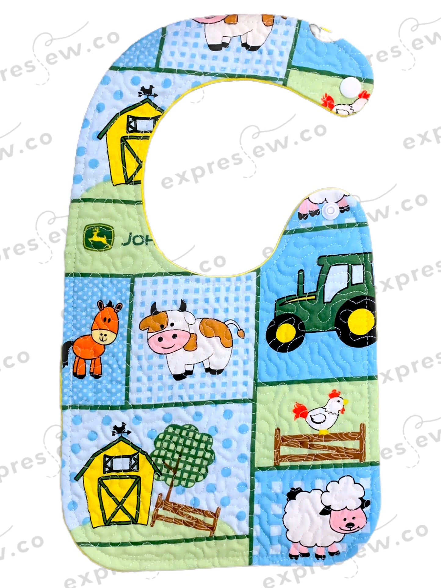 Quilted baby bib, personalization options available