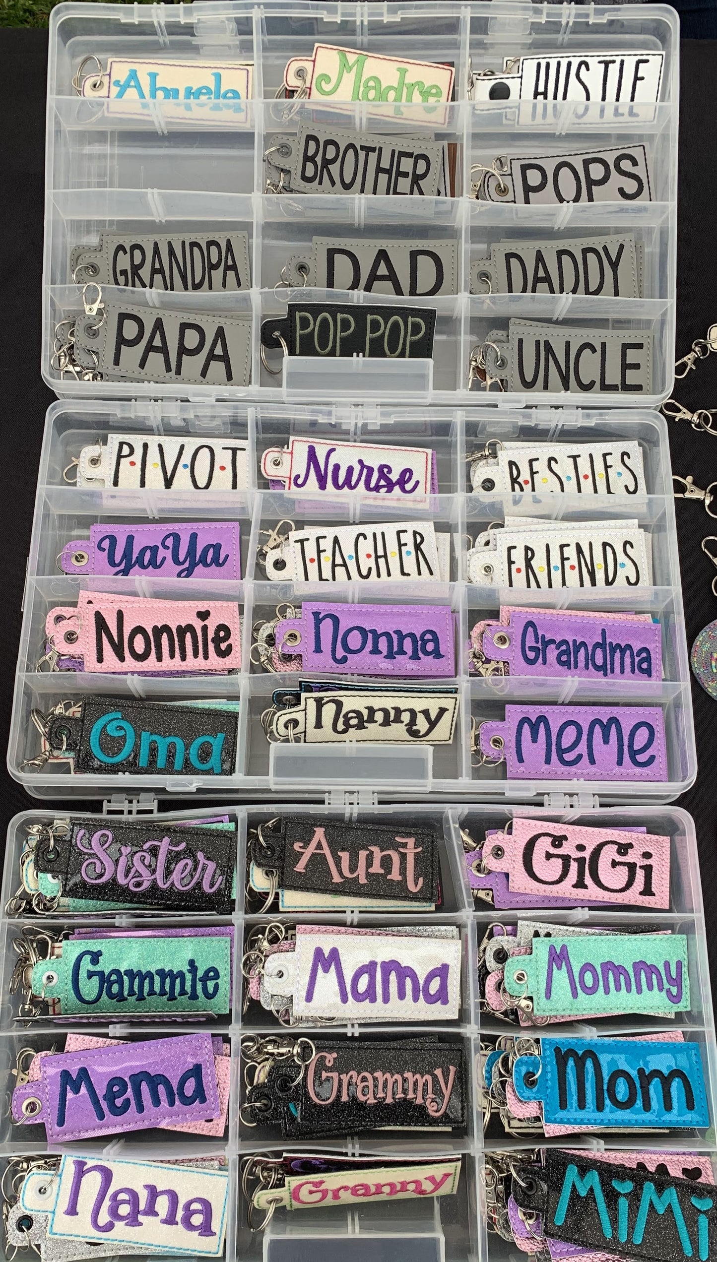 Embroidered name keychain