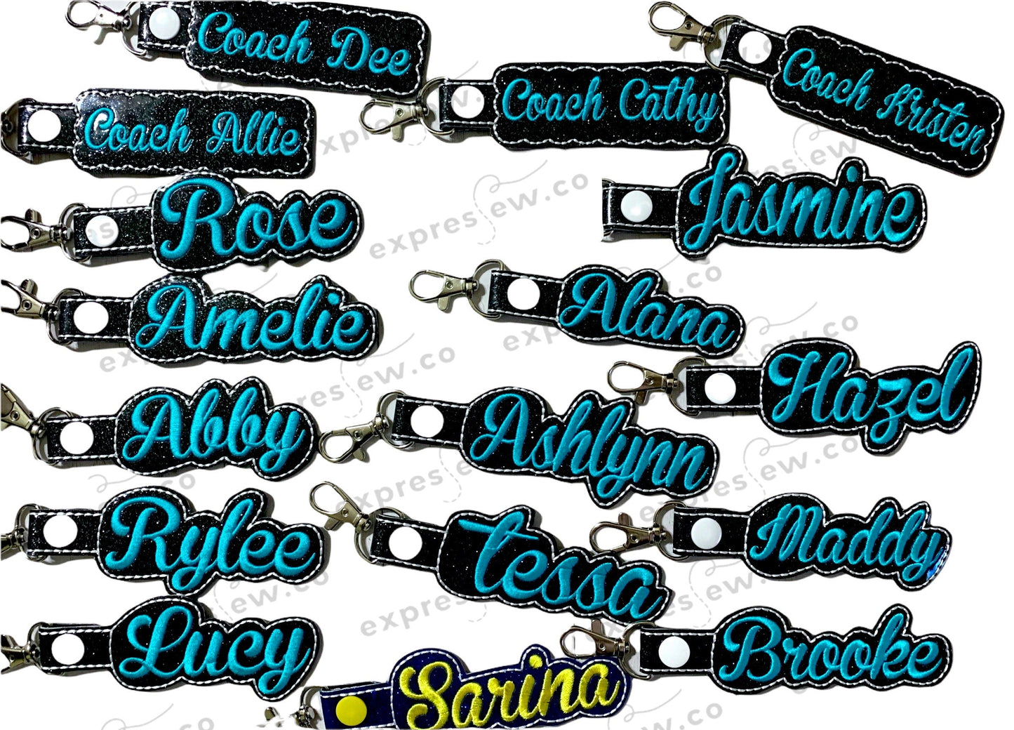 Embroidered name keychain