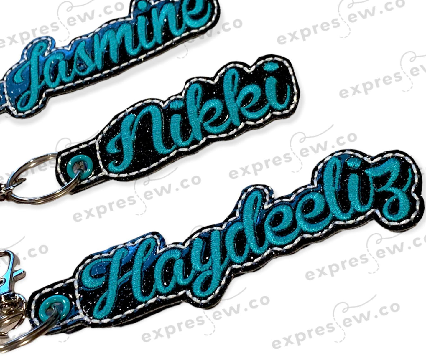 Embroidered name keychain