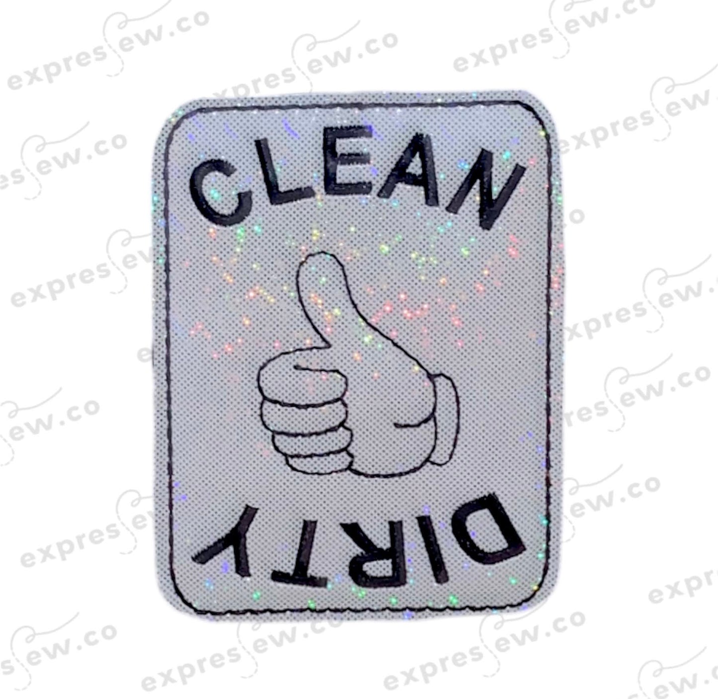Clean and dirty dishwasher magnet sign embroidery faux leather glitter farmhouse simple simplistic